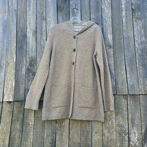 Bianco & Blu Italian Sweater Jacket with Hood Size Large